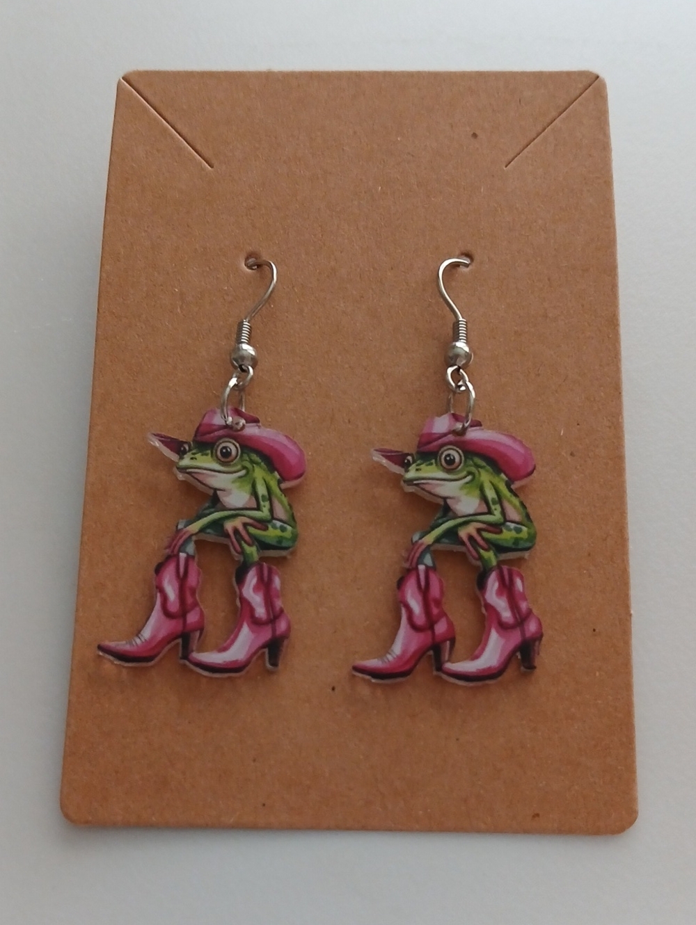Fashion Jewelry Pink Cowboy Frog Dangle Earrings